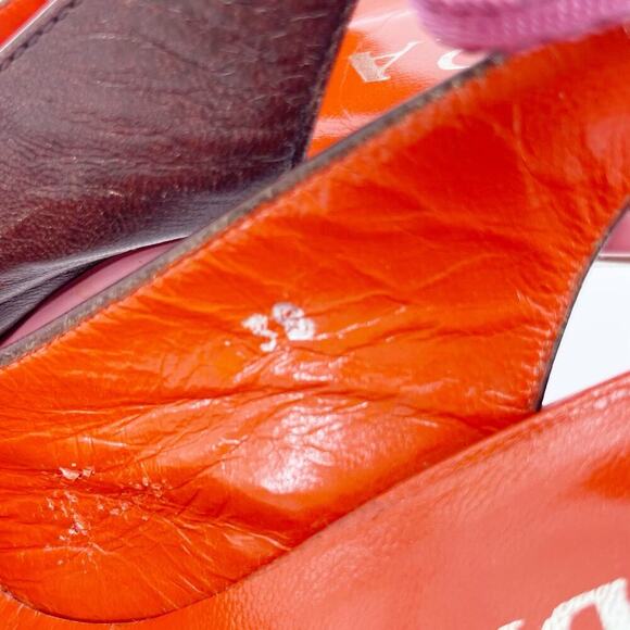 Rare Prada F/W 1999 Multicolor Acorn Leaf Square Toe Sporty Slingback Heel IT 38 - Picture 10 of 13